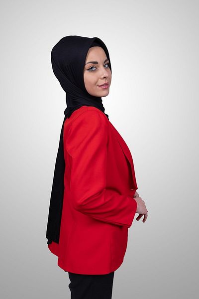 Şalcenneti.com Women's Hijab Practical Combed Cotton Shawl with Sponge Front Ready Snap Black Color Scarf