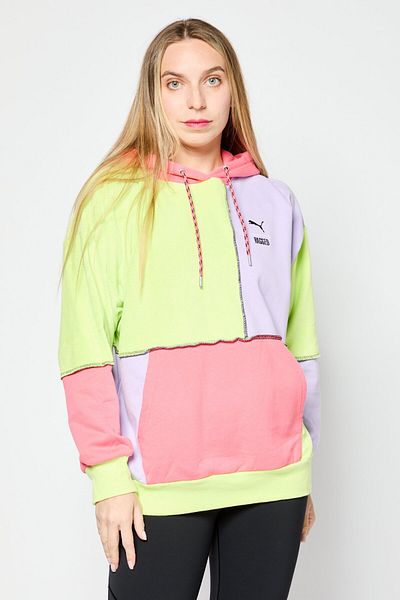 Puma Women Sportswear Fit Long Sleeve Outdoor Hooded Sweatshirt, Pink Combo