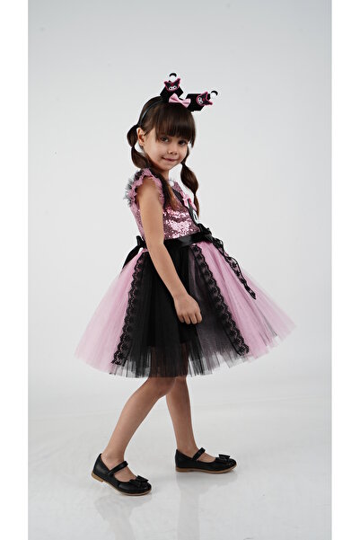 Delfini kids Kuromi Taçlı Doğum Günü kostümü Parti Abiye Elbise