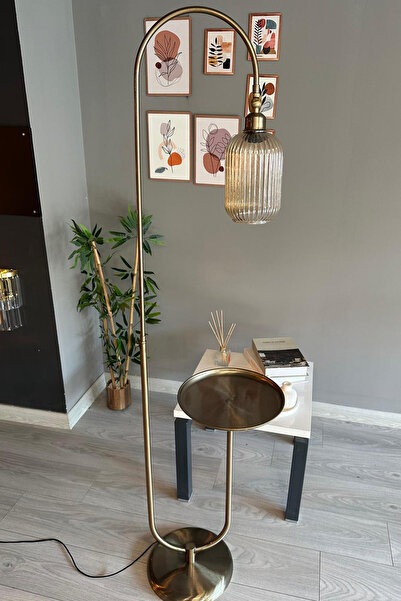 Bamyum Eskitme Gövde Bal Rengi Lambader Modern Dekoratif Metal Oturma Odası Çalışma Odası Zemin Lambası