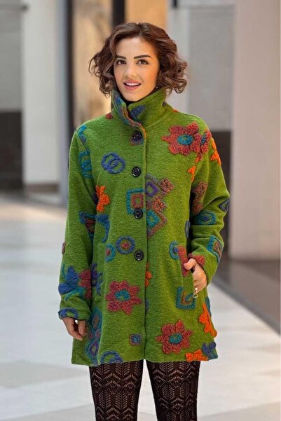 Nevin Kaya Moda Khaki Color Felt Coat