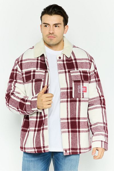 Tommy Jeans Men Embroidered Jacket Shirt, Dark Mauve