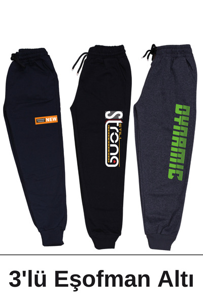 panios kids Pantaloni de trening pentru băiat cu imprimeu New-Stron-Dynamic din 3 piese