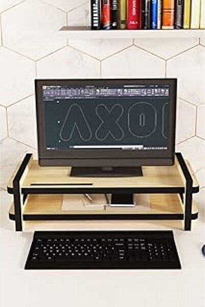 Axolotl حامل شاشة مزدوج الطي، منظم سطح المكتب متعدد الأغراض مع حجرة للهاتف والكمبيوتر عالي