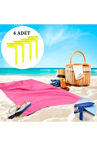 Boldy 4-piece Beach and Spring latch - Towel Stake and Stabilizer - Towel Holder