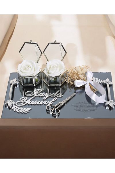 CyzHome Harmony Silver Engagement Ring Tray - Promise