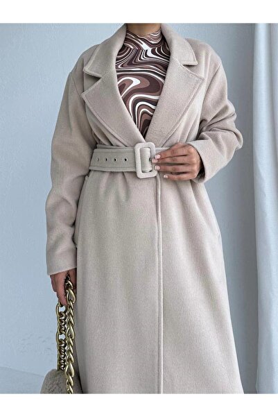 MELEK ARAZ Бежеве пальто з кашеміру