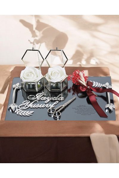 CyzHome Harmony Silver Engagement Ring Tray - Promise