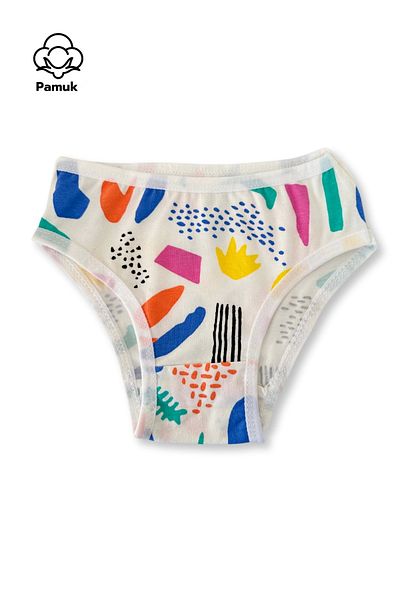 MK Mukko Kids Set de chiloți din bumbac pentru fete, 6 piese, design colorat și cu modele