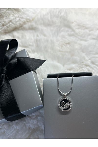 Store Swan Model Steel Necklace with Zircon Stone Detail