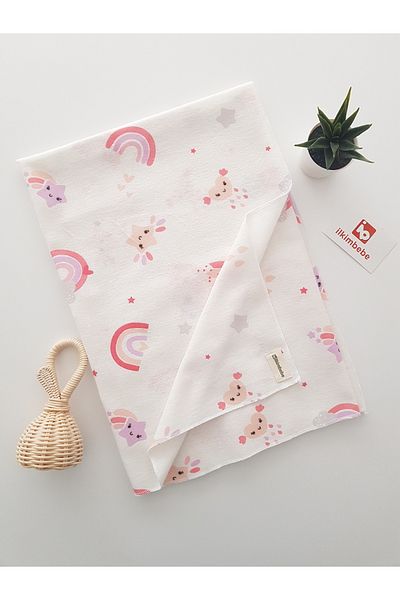 ilkimbebe Rainbow 85X90 Single Layer Flannel Newborn Baby Blanket, 100% Cotton