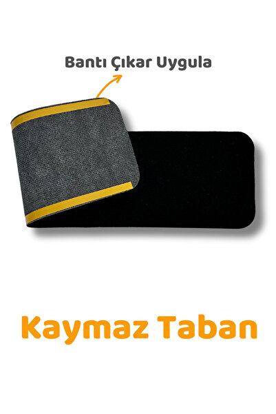 BEYLİNİ Merdiven Halısı Basamak Halısı Keçe Kaymaz Taban Yapışkanlı Halıfleks Siyah 1li 20x75 Cm