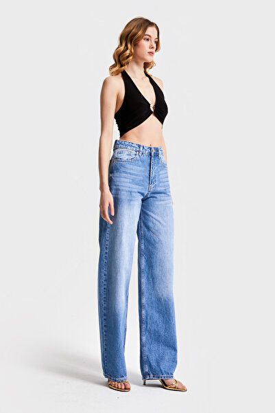 its basic Blue Super High Waist Skater Fit - 100% Cotton Denim Women's Jeans 2S5-4