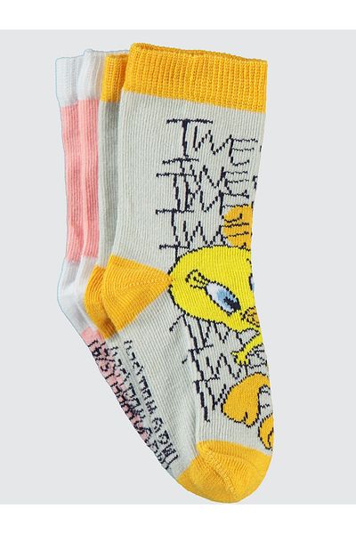 TWEETY Yellow 2-Piece Socks Set for Girl 2-12 Years Old