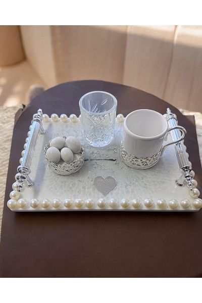 CyzHome Harper Silver Engagement Coffee Tray