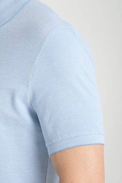 Frappoli Ανδρικό μπλουζάκι Ice Blue Slim Fit Polo Neck - Ιταλικός γιακάς, Αντισυρρικτική Λύκρα, 100% Βαμβάκι