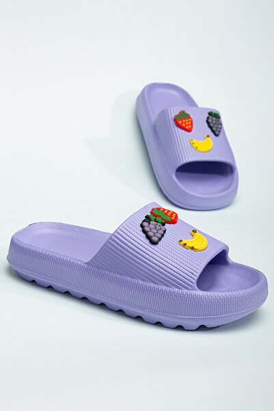 Slipcat Kids Kız Çocuk Soelite Meyveli Platform Yumuşak Yazlık Deniz Havuz Bahçe Dışarı Terlik