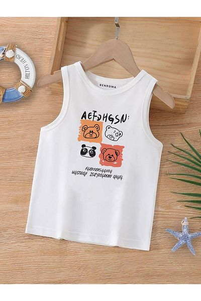 BENROMA 1 produs pentru achiziții de 6 și peste Tricou pentru copii fără mâneci imprimat cu personaj de desene animate