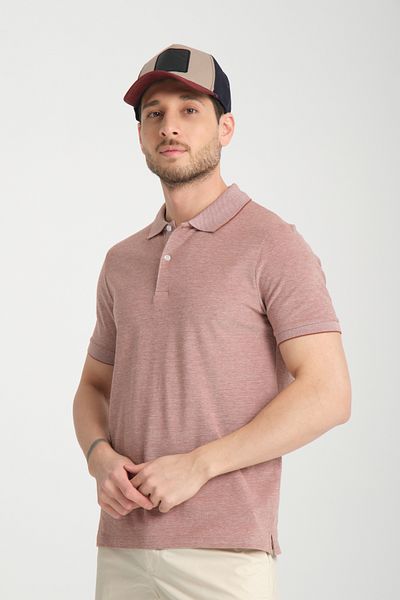 Frappoli Ανδρικό μπλουζάκι με λαιμόκοψη Polo Slim Fit - Boggee Pedso, Μπορντό ιταλικό γιακά, Αντισυρρικνυόμενη Λύκρα 100% βαμβάκι