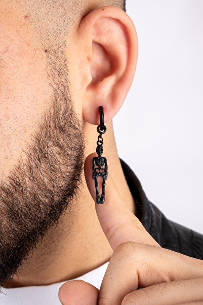 Piercing Market Steel & Silver Erkek Unisex Çelik Sallantılı İskelet Küpe Paslanma Kararma Yapmaz