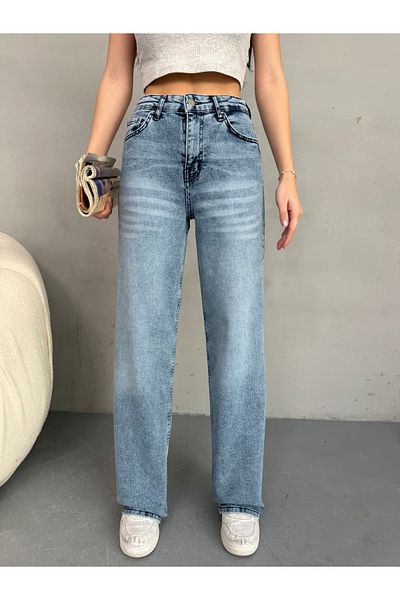 alanora Blugi Palazzo vintage cu talie înaltă pentru femei