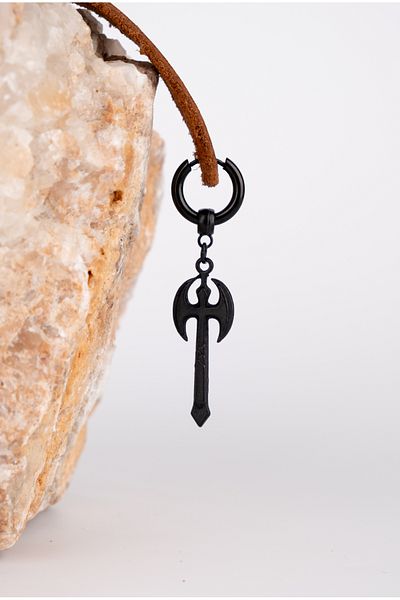 Piercing Market Steel & Silver Men's Unisex Axe Model Earrings - Steel Dangle, No Rusting Blackening