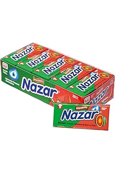 Genel Markalar Nazar Karpuz Aromalı Şekersiz Sakız 5'Li 20 Paket (Toplam 100 Adet)