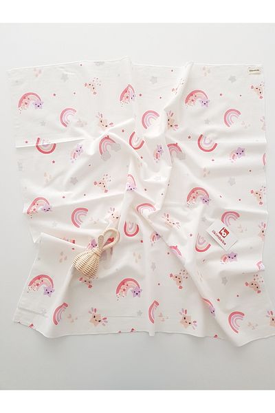 ilkimbebe Rainbow 85X90 Single Layer Flannel Newborn Baby Blanket, 100% Cotton