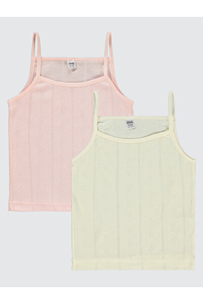 Civil Girls 2-10 Years Old Girls' Undershirt Set of 2 - Ecru and Salmon