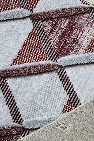 melian 3 Boyutlu Yıkanabilir Leke Tutmaz Kesme  Yolluk Mutfak Halı Kırmızı