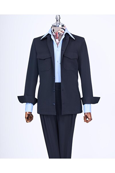 TerziAdemAltun Men's Navy Blue Sports Suit - Italian Style T13276