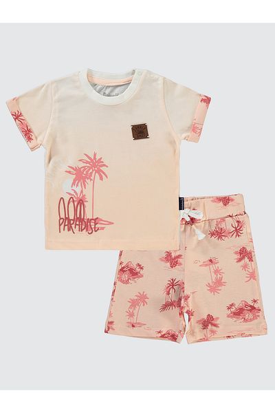 Miniworld 6-18 Months Baby Boy Shorts Set - Salmon