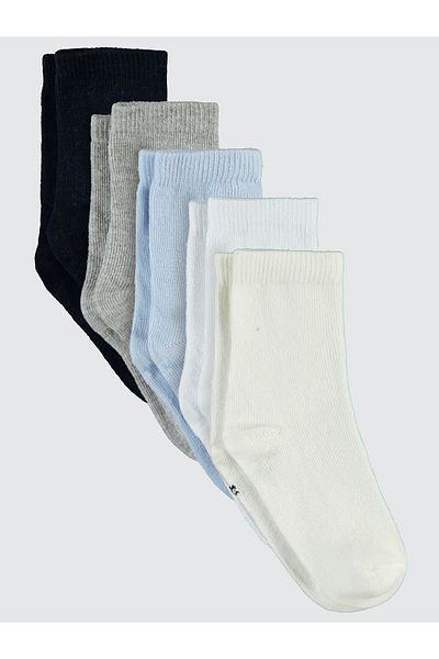 Civil Boys 2-11 Years Old Boy's White Socks Set of 5