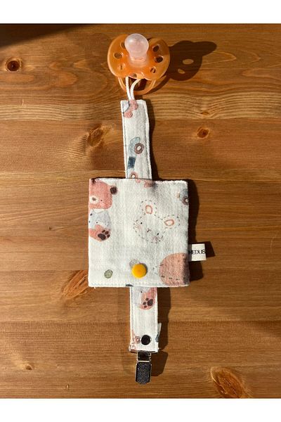 Medusa Kids Waffle Patterned Pacifier with Chain Cover, Baby Girl and Boy Strap
