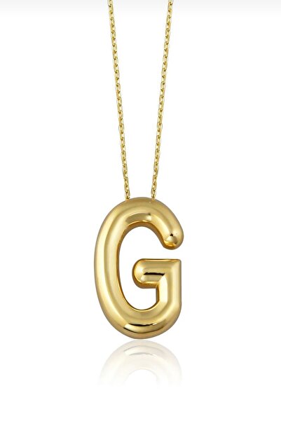 K KRAFTIVA JEWELRY 14 Ayar Altın Sade Balon G Harf Zincir Kolye , Anneye Eşe ...