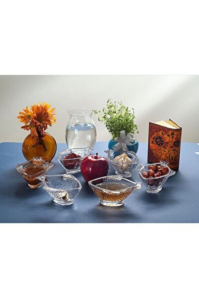 ORTAKÖY CENNETİ Balık Desenli 6 Parça Cam Çerezlik Sosluk Sunumluk Kase Kahva...