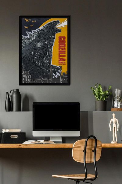 Saturn Godzilla Framed Painting - Movie Poster Painting
