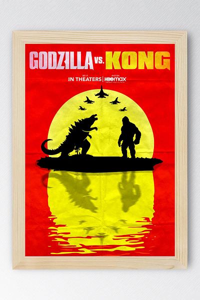Saturn Godzilla Vs Kong Framed Painting - Movie Poster Painting