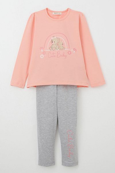 Breeze 1-4 Years Old Girl's Cute and Printed Tights Set - Salmon