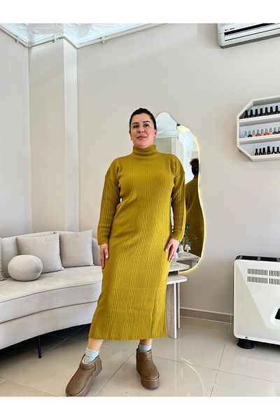 MJORA Πλεκτό φόρεμα με μισό ζιβάγκο