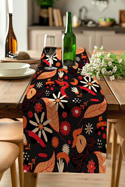 ALAMODECOR Διακοσμητικό ράνερ με σχέδιο από φύλλα χαμομηλιού, έθνικ μποέμ μοτ...