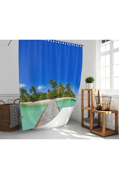 Zethome 1x180x200 Perdeau de duș cadou inel cu o singură aripă - Happiness