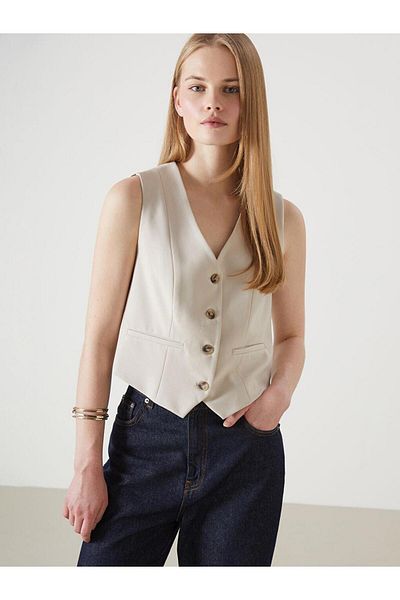 LC Waikiki Γυναικείο κλασικό γιλέκο LCW Vision V-Neck