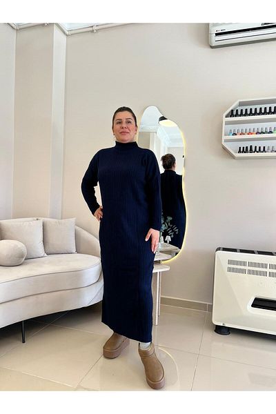 MJORA Half Turtleneck Knitwear Knitted Dress