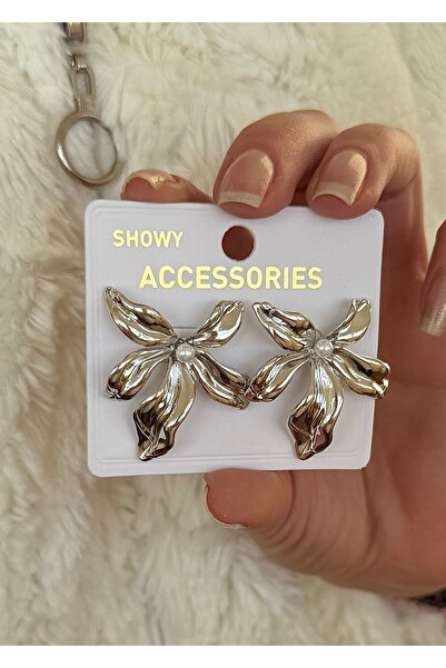 takıtarzım Çiçek incili vintage kadın silver küpe