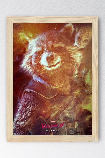 Saturn Guardians of the Galaxy Rocket Raccoon Framed Painting - Guardians of the Galaxy Movie Poster Painting