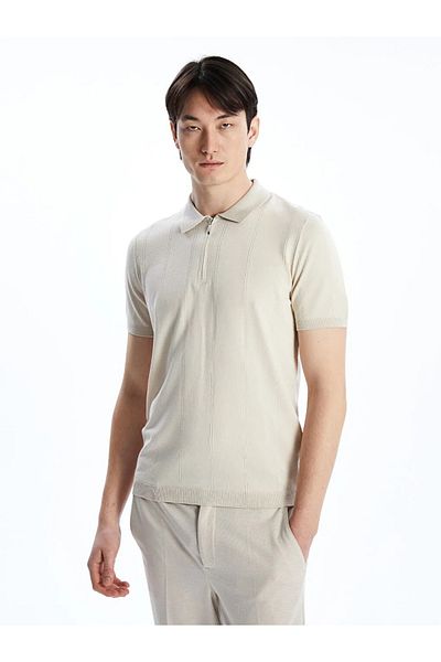 LC Waikiki LCW Vision Beige Polo Kragen Kurzarm Herren Trikot Pullover