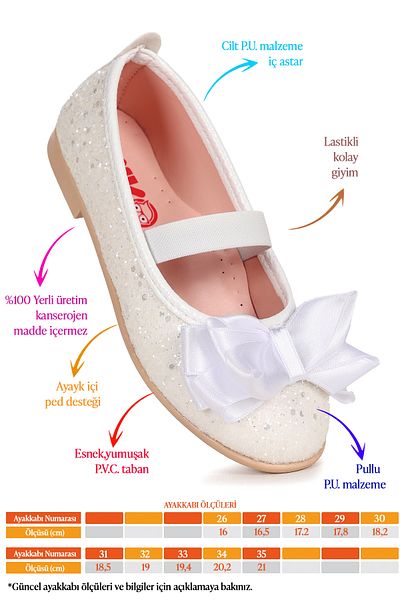KARAMAZI Pantofi de balerină pentru fete Karamazı Kids Panı Bow elastic