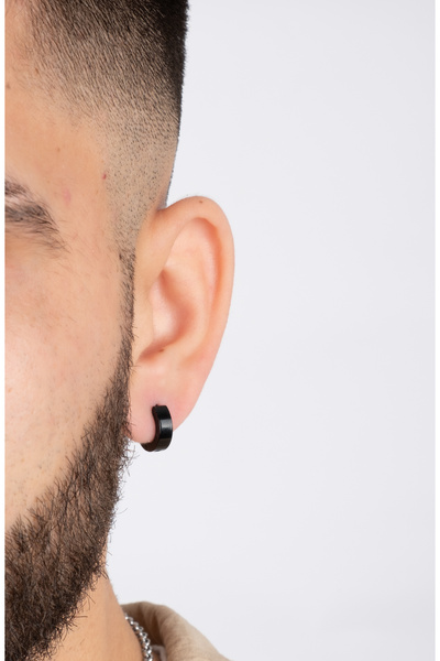 Piercing Market Steel & Silver Erkek Çelik Takı Şık Halka Model Küpe Paslanma Kararma Yapmaz