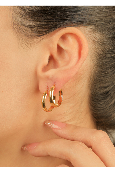 kuyumcu nurettin 3 gr (GRAM) Yuvarlak Bombeli  Küpe  20 mm 22 Ayar Altın